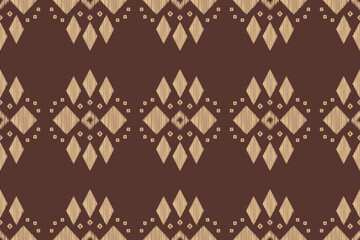 Ethnic ikat traditional motif fabric pattern geometric style.African Ikat embroidery Ethnic oriental pattern brown color background wallpaper. Abstract,vector.Texture,frame,decoration.