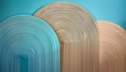 abstract mid century style line art illustration with arches decoration on light blue background