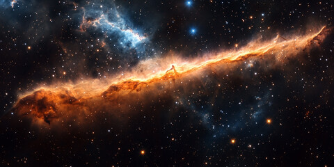Colorful Nebula and Starfield in Deep Space – Cosmic Dust and Galactic Energy Landscape

