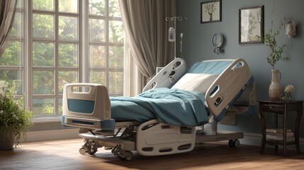 Home healthcare hospital bed with a view