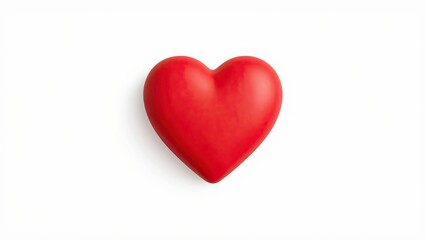 Big Red heart on white background. 3D illustration, Isolated with Clipping Path.