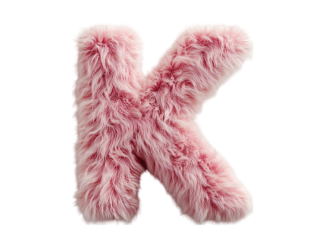 A playful and textured close-up of the letter "K," artfully crafted from luxurious pink fur, perfect for adding a touch of whimsy.  - Powered by Adobe