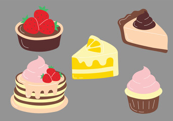Cakes and Cookies Flat Style Cartoon