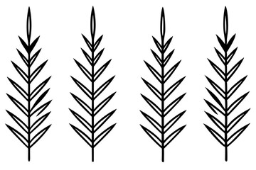 Naklejka premium Minimalist Fir Branch Line Art Vector Set