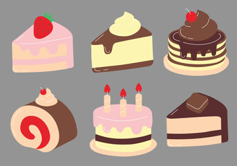 Cakes and Cookies Flat Style Cartoon