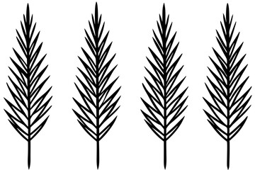 Minimalist Fir Branch Line Art Vector Set