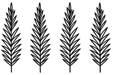Naklejka premium Minimalist Fir Branch Line Art Vector Set
