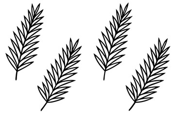 Minimalist Fir Branch Line Art Vector Set