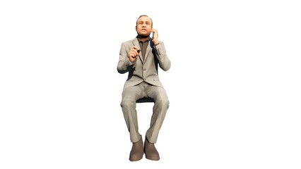 Businessman on the phone, isolated on a white background