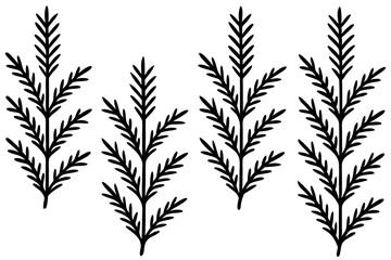 Minimalist Fir Branch Line Art Vector Set
