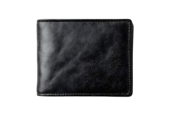 Black leather wallet on a white background, PNG, cutout