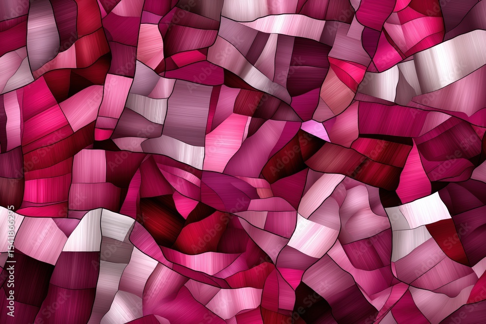 Poster a close up of a piece of art with a pink background and red and white squares. the squares are arran
