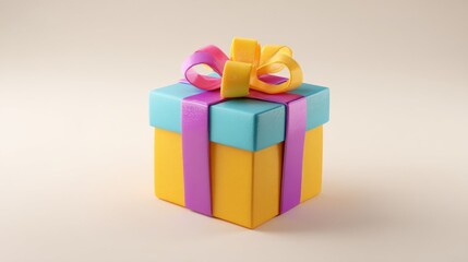 Obraz premium Colorful gift box with a vibrant bow