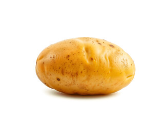 Roasted potato with golden brown skin, isolated on white, ideal for food or ingredient concepts. Generative AI