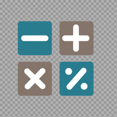 Obraz premium Basic Math Symbols – Subtraction, Addition, Multiplication, Percentage Icons