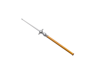 Elegant Silver and Wood Ceremonial Spear with Ornate Head.