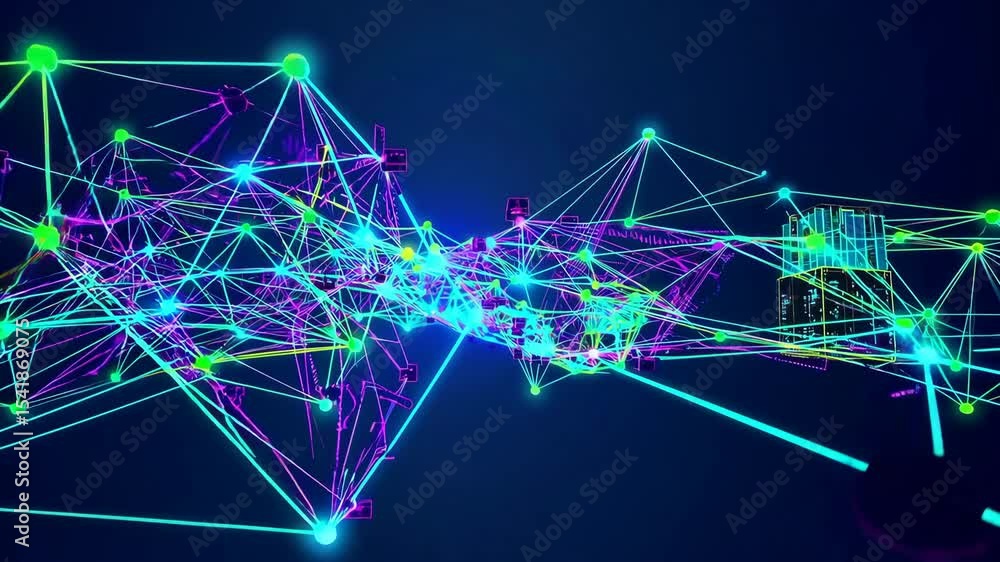 Aufkleber digital cyberspace with particles and digital data network connections concept