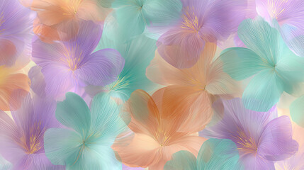 Transparent and cute pastel-colored flowers background wallpaper