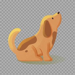 Cute Cartoon Dog Sitting and Looking Up – Vector Illustration

