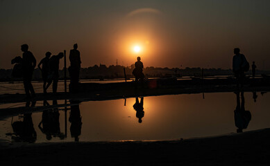 sunset on the river