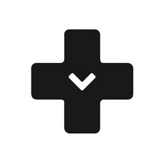 Fototapeta premium Medical cross with arrow, simple icon design for healthcare apps and website design