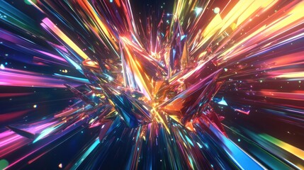 Fototapeta premium Abstract explosion of vibrant crystals
