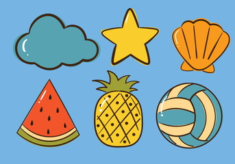 Summer Time Popular Items Hand Drawn Illustrations