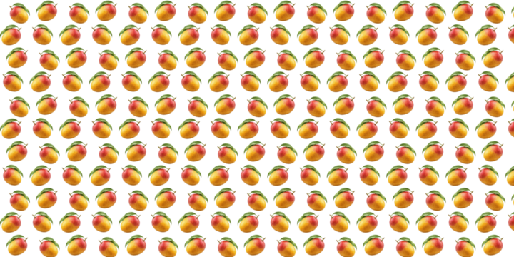 Repeating pattern of ripe mangoes on black background - Powered by Adobe