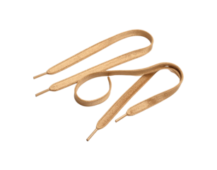 Pair of Beige Textured Shoelaces with Metallic Aglet Tips.