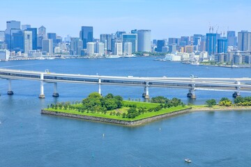 東京都、台場公園の俯瞰（第三台場）
