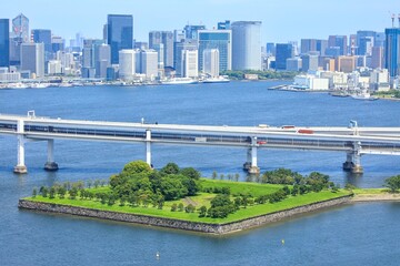 東京都、台場公園の俯瞰（第三台場）