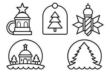 North Pole Sign Line Art Vector Set
