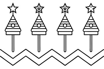 North Pole Sign Line Art Vector Set