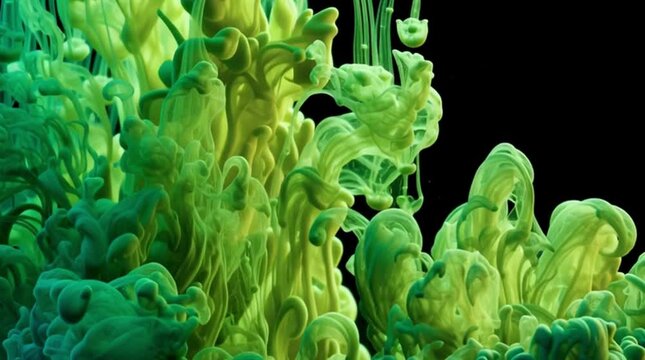 Underwater green fluid .Abstract background in motion. Concept of movement, color, dynamism.