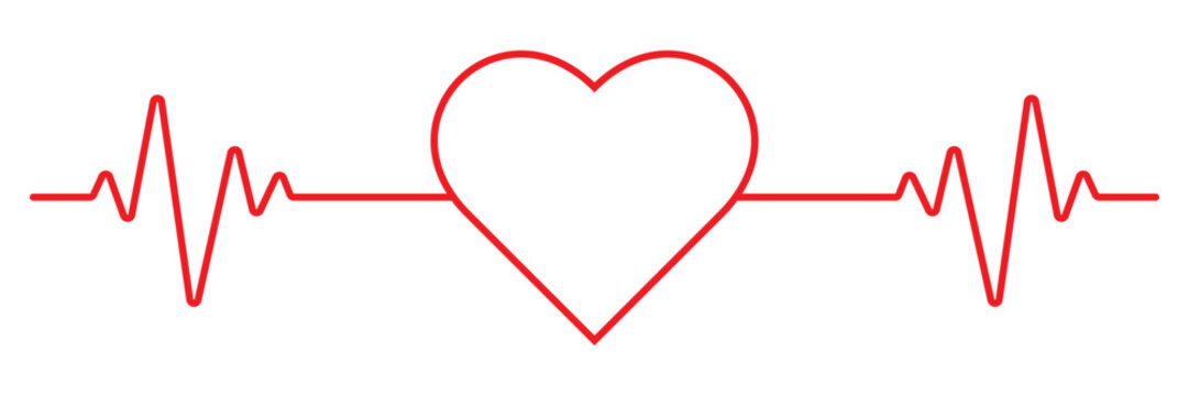Heartbeat line with heart vector illustration. ECG pulse, cardiogram, love, health or medical design element.