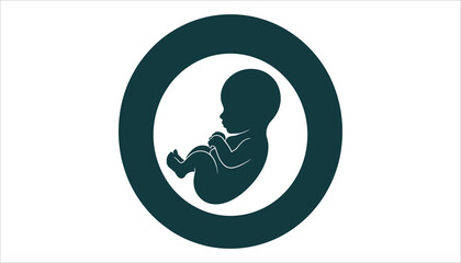 Fetus Silhouette Icon in Womb Vector Illustration