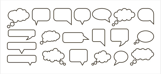 Chat icon isolated. Outline speech symbol. Sketch vector illustration