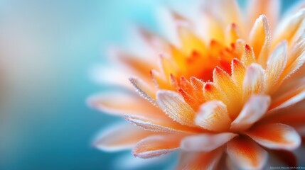Fototapeta premium A mesmerizing close-up view of a blooming water lily flower showcasing intricate petals in shades of orange and soft tones, evoking a sense of beauty and tranquility.