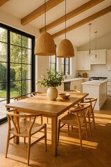 kitchen and dining room