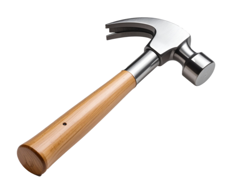 Claw Hammer with Wooden Handle, classic tool isolated on white. HD image