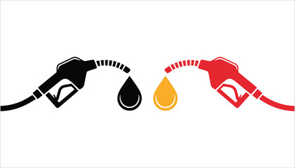 Fuel Pump Nozzle with Oil Drop Vector Illustration