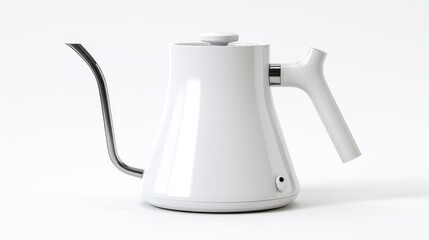 Sleek white kettle for coffee brewing