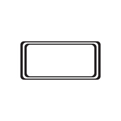 Simple black frame isolated on white background. Horizontal rectangle with rounded corners. Empty space. 