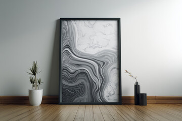 mock up poster frame in hipster interior background scandinavian style 3d render