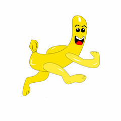 funny banana vector illustration with big happy smile expression