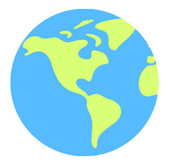 Planet earth rotates around itself or its axis. Globe, hemisphere, planetary and orbiting, illustration