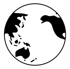 Planet earth rotates around itself or its axis. Globe, hemisphere, planetary and orbiting, illustration
