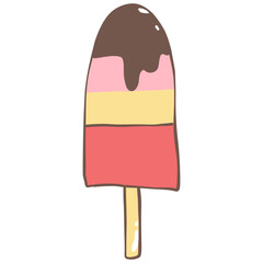 chocolate ice cream kawaii hand drawn illustration