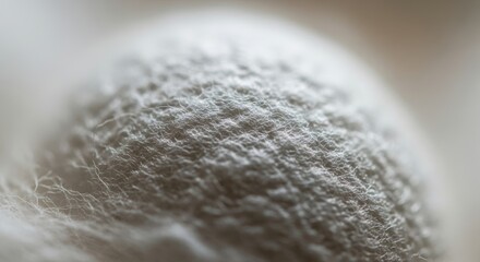 Close-up of silkworm cocoon showcasing intricate silk fibers in macro photography