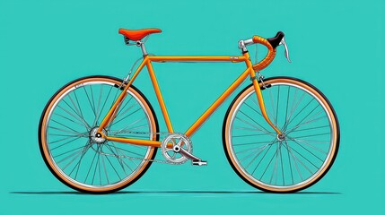 Pixelated Orange Bicycle on Teal Background